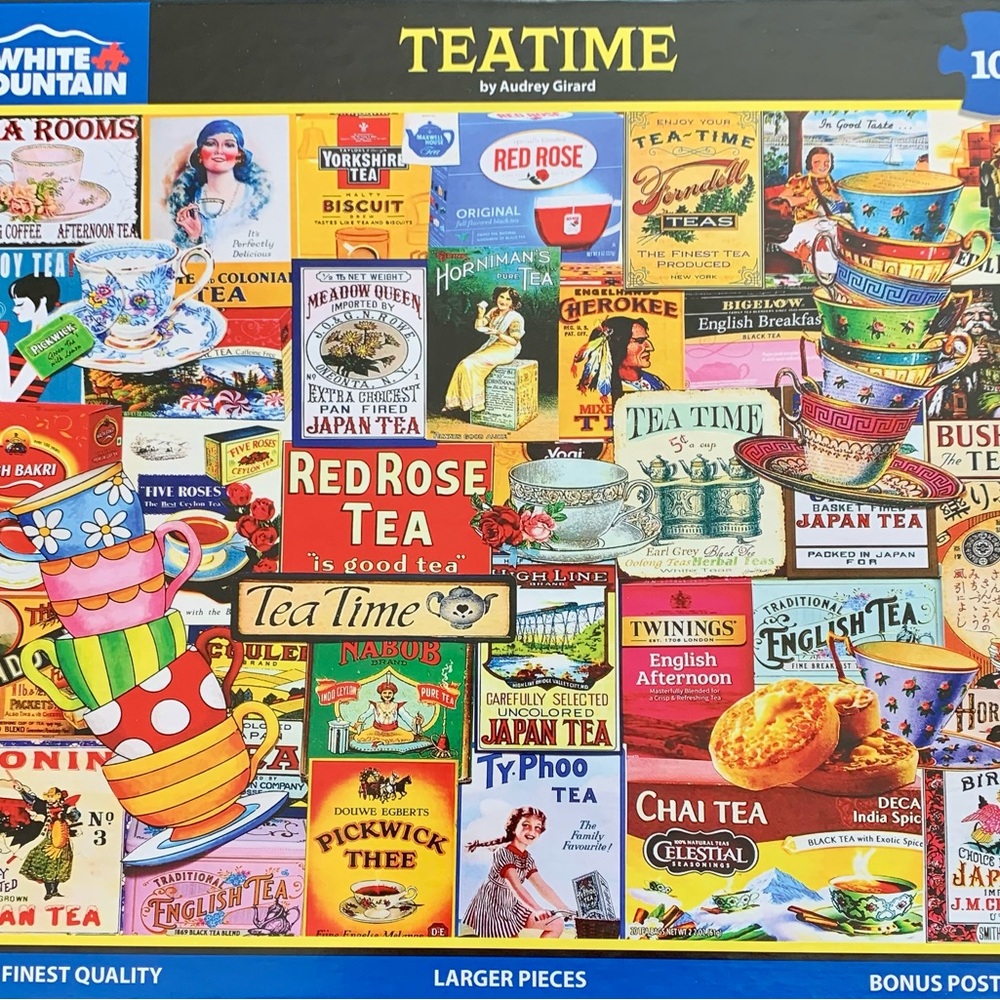 White Mountain Teatime Puzzle - Vibrant Multicolor Collage